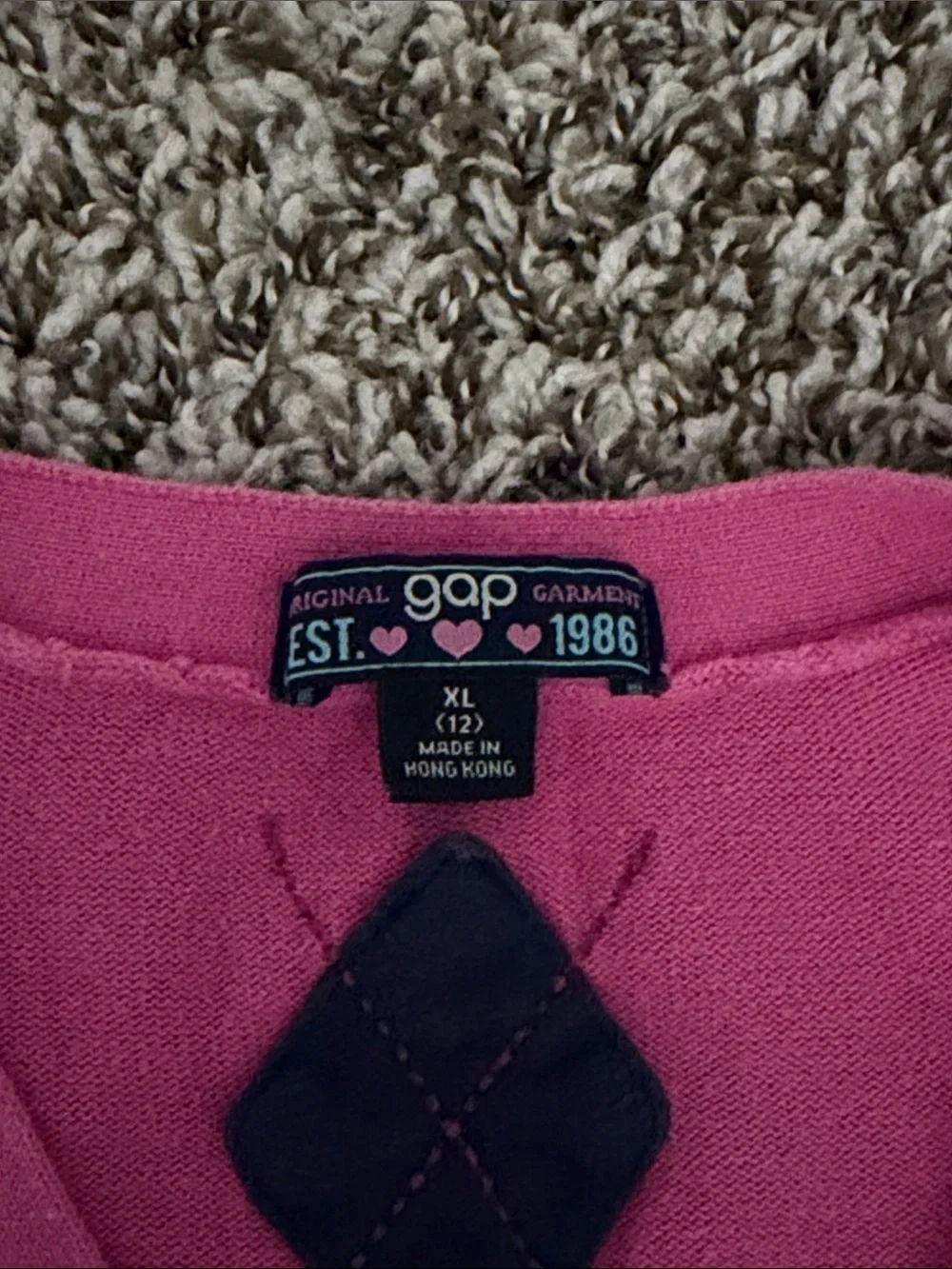 GAP GIRL's Argyle Short Cardigan Pink Sweater
